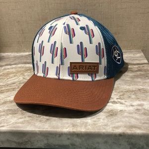 Ariat cactus cap. Brown, blue, white, multi colored cactus. One size.